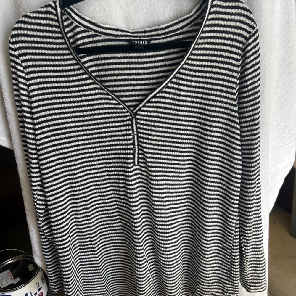 Torrid Black and White Striped Top